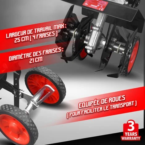 ELEM GARDEN TECHNIC Microbineuse Thermique 51.7CC 25cm - 4 Fraises - Motobineuse Puissante 3 ELEM GARDEN TECHNIC Microbineuse Thermique 51.7CC 25cm - 4 Fraises - Motobineuse Puissante – Image 3