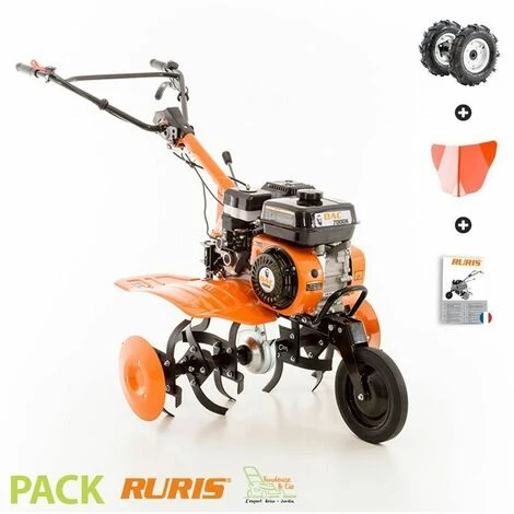 Motobineuse Thermique 208cc Ruris DAC 7000 - 6 Fraises, 2AV/1AR, Roues Agraires, Butteur - Orange 1 Motobineuse Thermique 208cc Ruris DAC 7000 - 6 Fraises, 2AV/1AR, Roues Agraires, Butteur - Orange