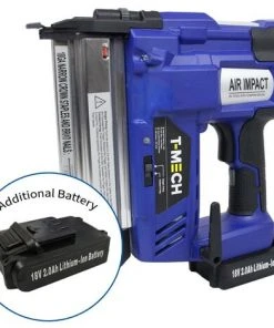 TMECH T-Mech Agrafeuse-Cloueuse Electrique Sans-Fil Avec Batterie Supplémentaire - Bleu | Accessoire Pour Motobineuse