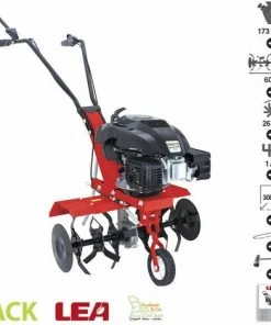 Motobineuse Thermique 4 Temps 5,5 CV 173 CC 6 Fraises Travail 60cm LEA LE41175-60W - Rouge | Outil de Jardinage Puissant