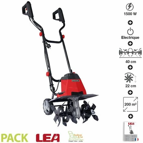 Motobineuse Électrique RIWALL LEA 6 - 1500 W, Largeur de Travail 40 cm, Noir - LE40150-40W 2 Motobineuse Électrique RIWALL LEA 6 - 1500 W, Largeur de Travail 40 cm, Noir - LE40150-40W – Image 2