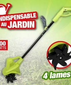 Motobineuse Électrique OUTIROR 134x21x24cm - Léger et Puissant pour Jardin Facile