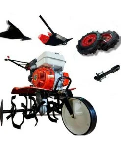 Motobineuse Thermique 4 Temps OHV 208cc 7cv 90cm avec Kit Agricole et Charrue Réglable - Powerground 700