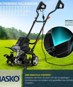 MASKO® Motobineuse Électrique 1500W - Largeur 40 cm, Profondeur 20 cm - Poignée Pliable - Corps Métallique Noir -Promos Motobineuse et accessoire Boutique 51037569 4