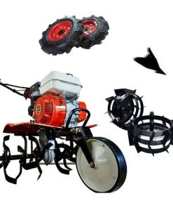 Motobineuse Thermique 4 Temps OHV 208cc 7cv 90cm + Kit Agricole + Roues Métalliques - Powerground 700