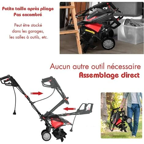 RELAX4LIFE Motobineuse Électrique 1500W - 400 RPM - Profondeur 22 cm - Largeur 43 cm - 6 Lames - Poignée Pliable - Sécurité Jardin 4 RELAX4LIFE Motobineuse Électrique 1500W - 400 RPM - Profondeur 22 cm - Largeur 43 cm - 6 Lames - Poignée Pliable - Sécurité Jardin – Image 4
