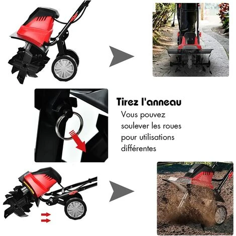 RELAX4LIFE Motobineuse Électrique 1500W - 400 RPM - Profondeur 22 cm - Largeur 43 cm - 6 Lames - Poignée Pliable - Sécurité Jardin 5 RELAX4LIFE Motobineuse Électrique 1500W - 400 RPM - Profondeur 22 cm - Largeur 43 cm - 6 Lames - Poignée Pliable - Sécurité Jardin – Image 5